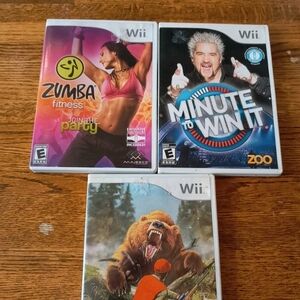 Nintendo Wii Game Set - Zumba, Minute to Win It, Cabela's